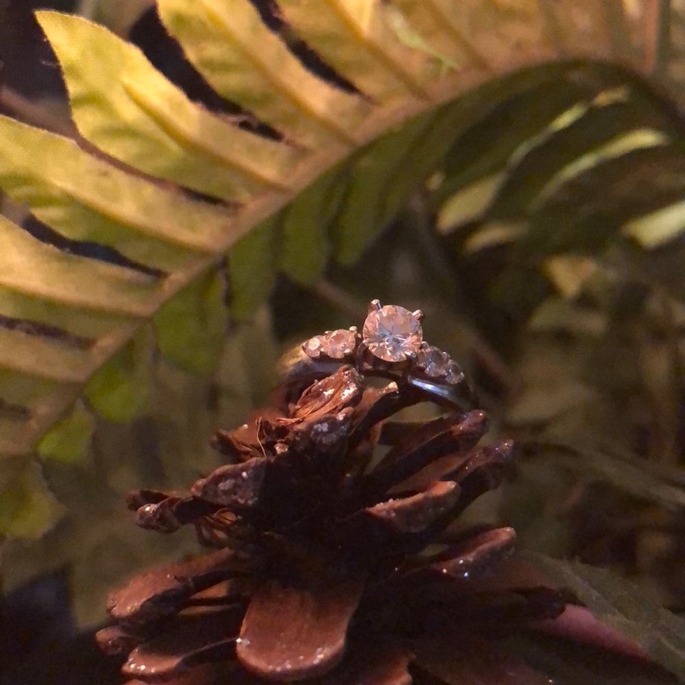 Diamond ring with white gold band